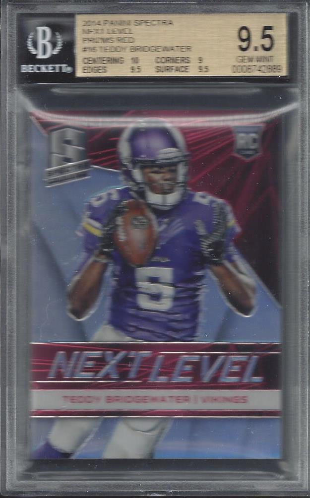 TEDDY BRIDGEWATER 2014 SPECTRA NEXT LEVEL RED PRIZM RC #D 3/10 BGS 9.5 POP 1/1