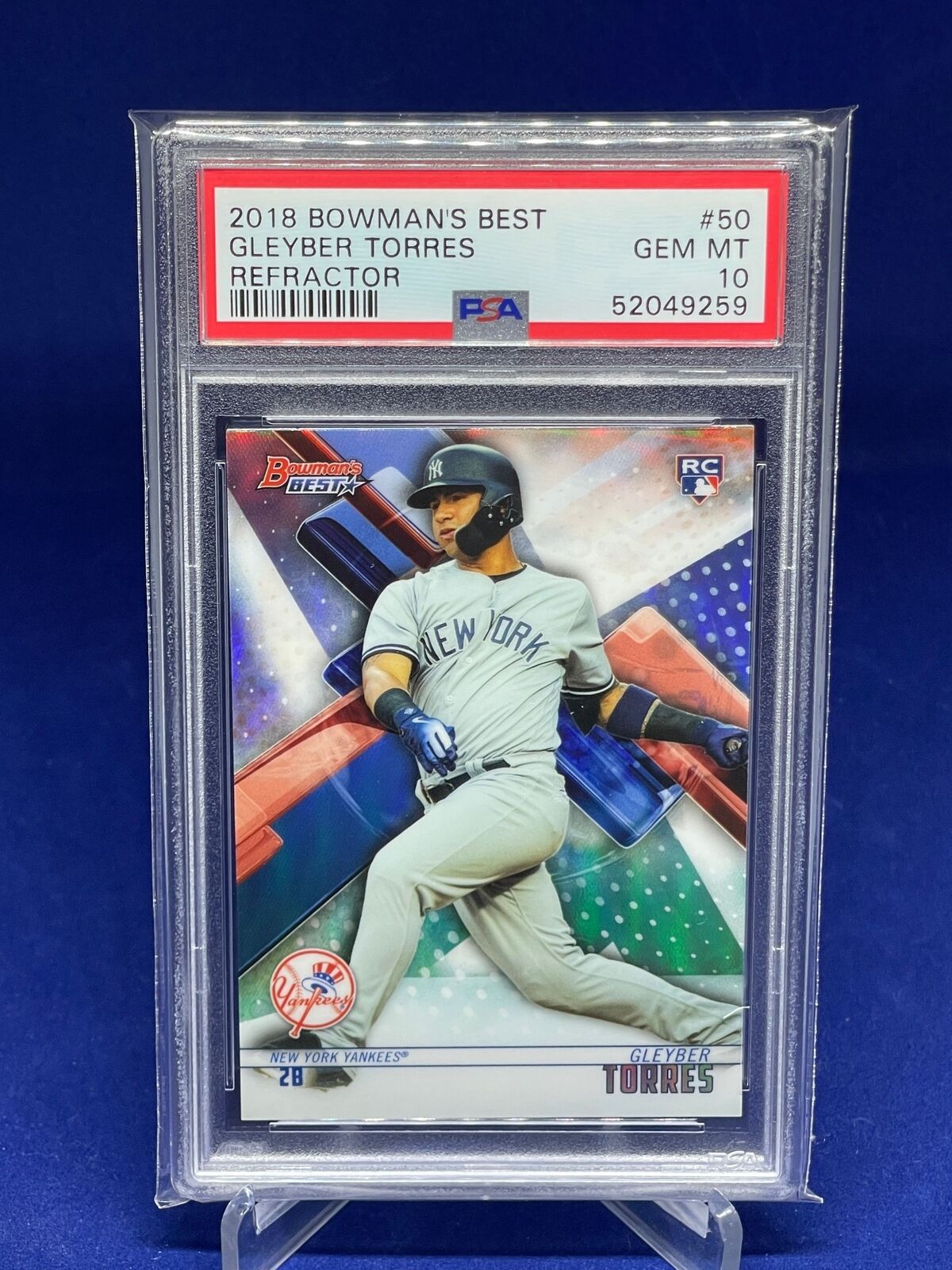 GLEYBER TORRES 2018 BOWMANS BEST REFRACTOR ROOKIE RC #50 PSA 10 GEM MINT