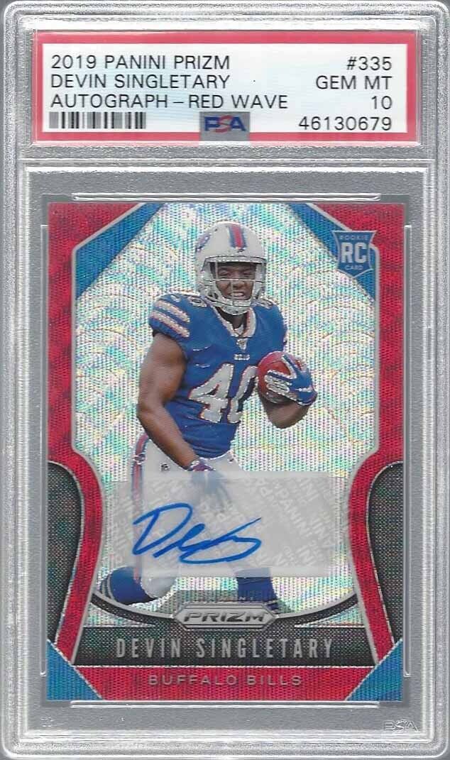DEVIN SINGLETARY 2019 PANINI PRIZM RED WAVE PRIZMS AUTO RC /149 PSA 10 GEM MINT