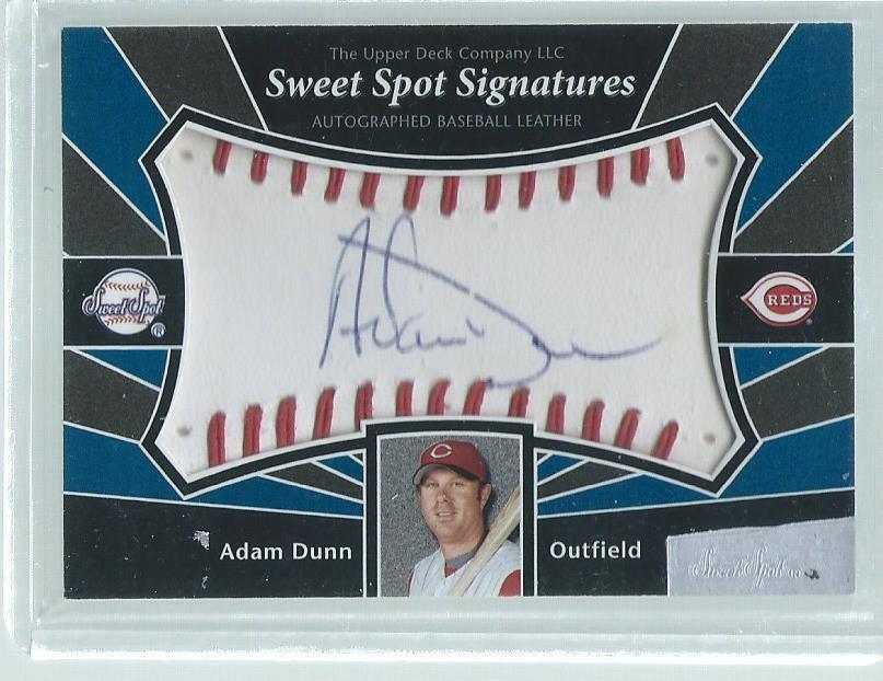 ADAM DUNN 2004 UPPER DECK SWEET SPOT PATCH ON CARD AUTO