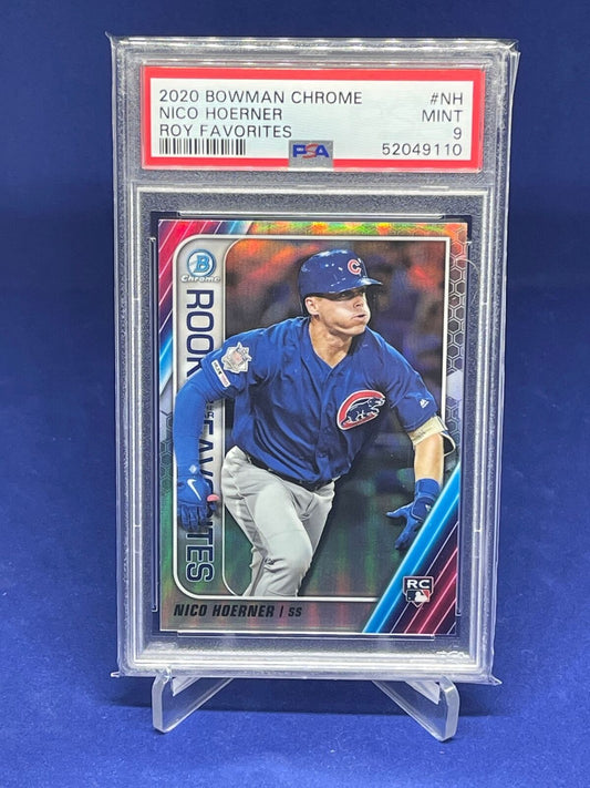 NICO HOERNER 2020 BOWMAN CHROME ROY FAVORITES REFRACTOR ROOKIE RC PSA 9 MINT