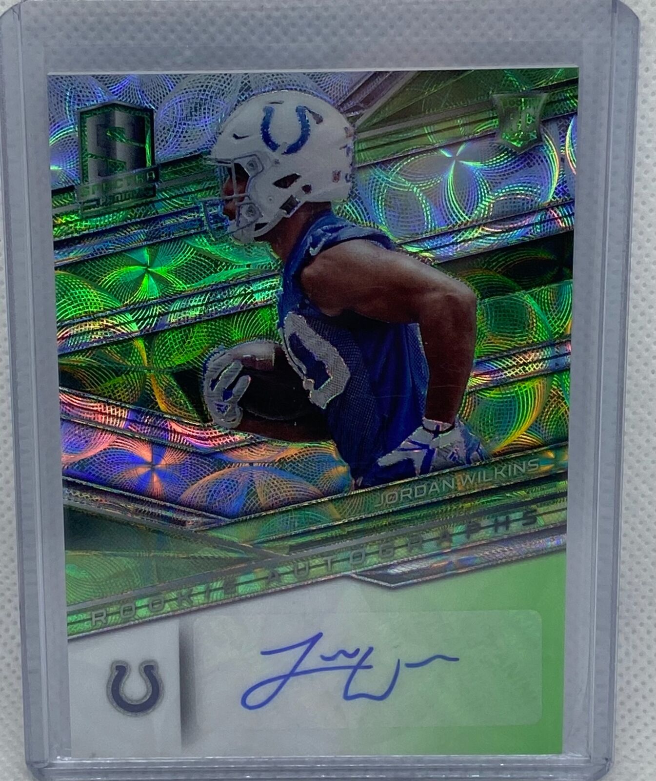 JORDAN WILKINS 2018 PANINI SPECTRA GREEN PRIZM AUTO RC #D /99