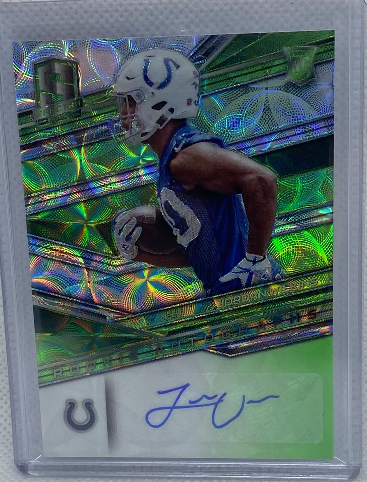 JORDAN WILKINS 2018 PANINI SPECTRA GREEN PRIZM AUTO RC #D /99