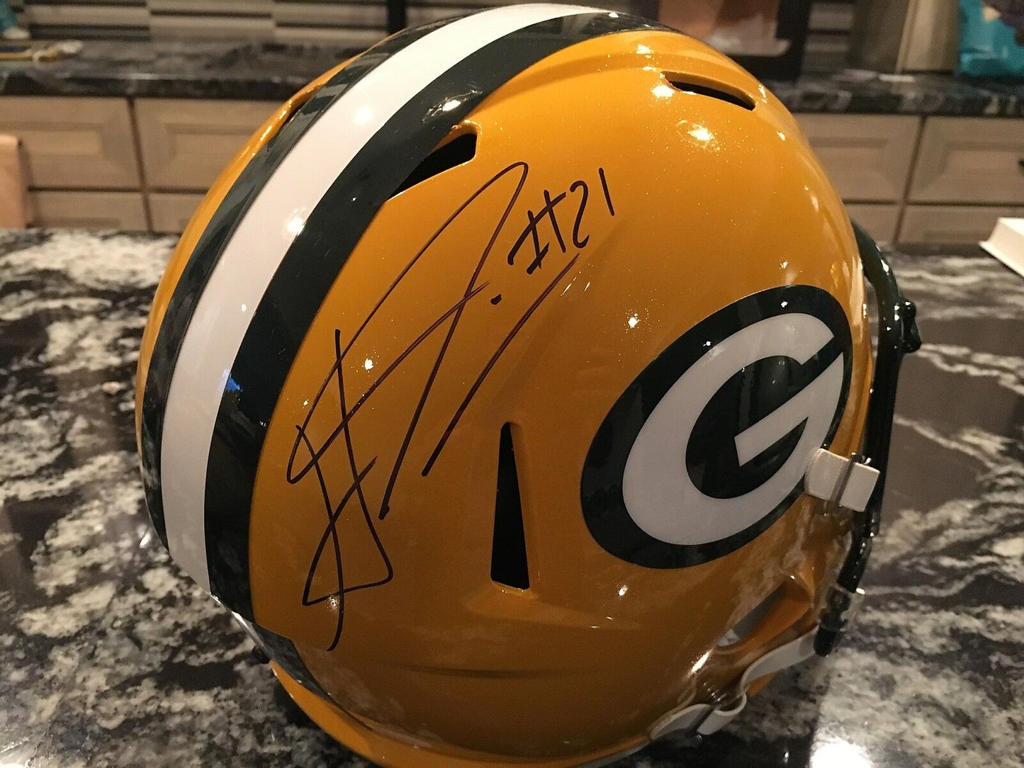 HA HA CLINTON DIX AUTOGRAPHED FULL SIZE PACKERS SPEED HELMET w/ JSA WITNESS COA