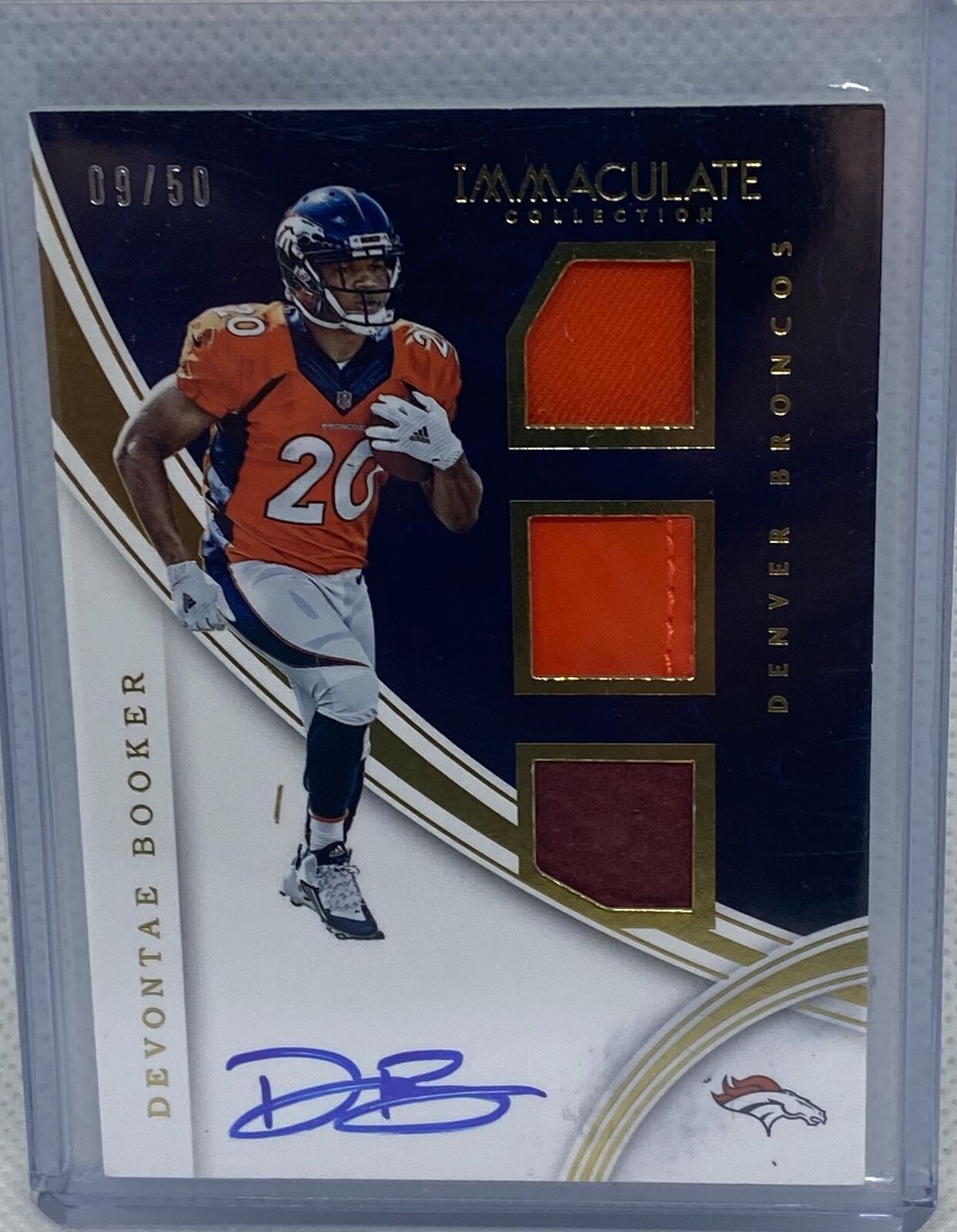 DEVONTAE BOOKER 2016 PANINI IMMACULATE COLLECTION TRIPLE JERSEY AUTO RC #D 9/50