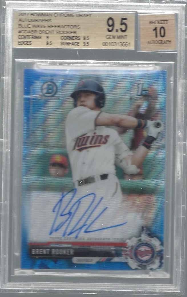 BRENT ROOKER 2017 BOWMAN CHROME 1ST BLUE WAVE REFRACTOR AUTO /150 BGS 9.5 10 AU