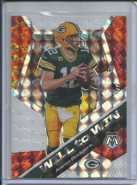 AARON RODGERS 2019-20 PANINI MOSAIC WILL TO WIN SILVER MOSAIC PRIZM PACKERS