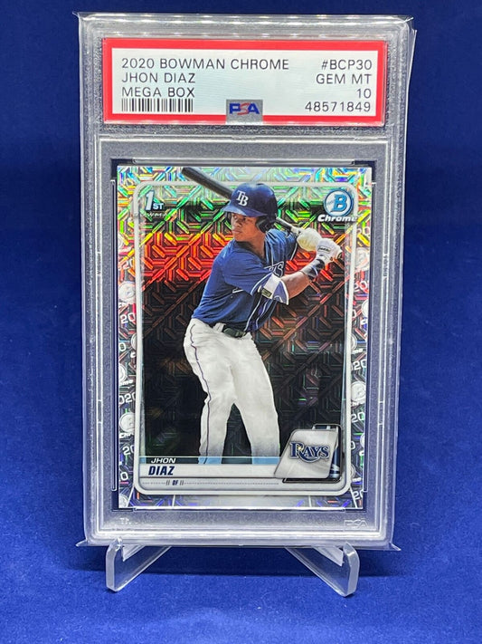 JHON DIAZ 2020 BOWMAN CHROME 1ST MEGA BOX REFRACTOR PROSPECT PSA 10 GEM MINT