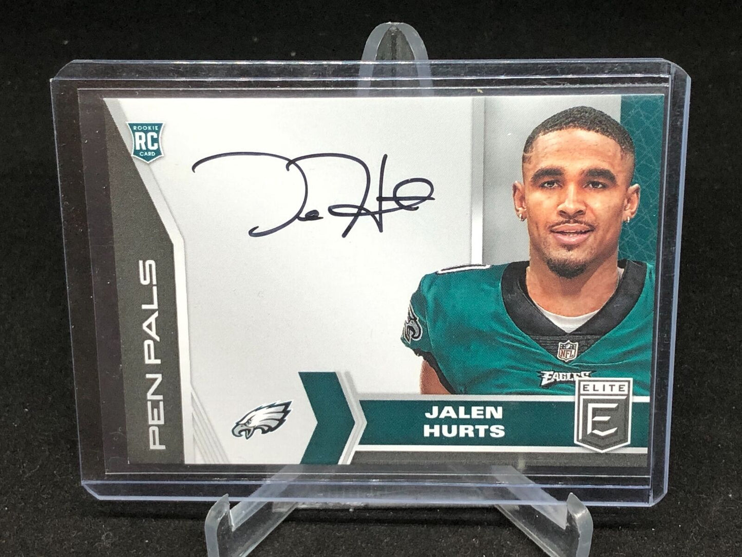 JALEN HURTS 2020 PANINI DONRUSS ELITE PEN PALS ON CARD AUTO RC