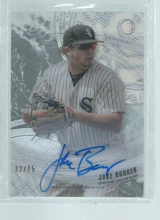 JAKE BURGER 2018 BOWMAN ON CARD AUTO REFRACTOR SILVER PROSPECT #D 32/75