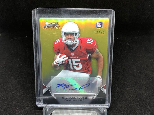 MICHAEL FLOYD 2012 TOPPS BOWMAN STERLING GOLD REFRACTOR AUTO RC #D 12/25
