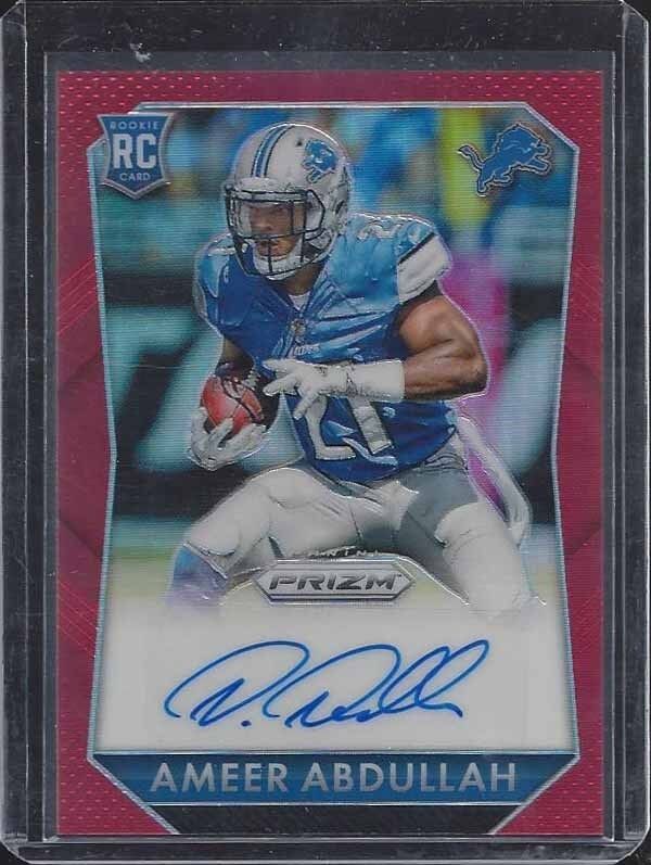 AMEER ABDULLAH 2015 PANINI PRIZM RED PRIZMS ROOKIE REFRACTOR AUTO RC #D 36/75