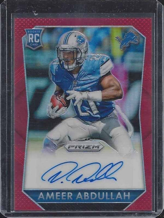 AMEER ABDULLAH 2015 PANINI PRIZM RED PRIZMS ROOKIE REFRACTOR AUTO RC #D 36/75