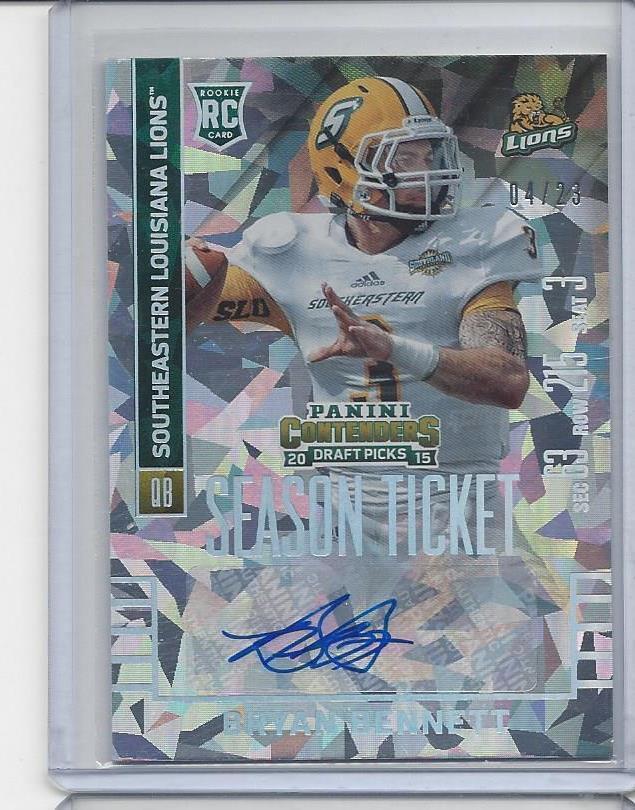 BRYAN BENNETT 2015 PANINI CONTENDERS DRAFT PICKS CRACKED ICE AUTO RC #D 4/23