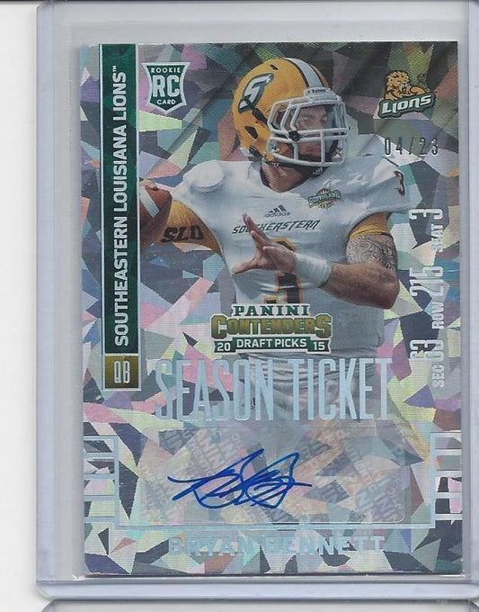 BRYAN BENNETT 2015 PANINI CONTENDERS DRAFT PICKS CRACKED ICE AUTO RC #D 4/23