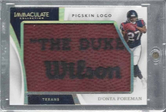 D'ONTA FOREMAN 2017 IMMACULATE PIGSKIN LOGO "THE DUKE" BALL PATCH RC TRUE #D 1/1