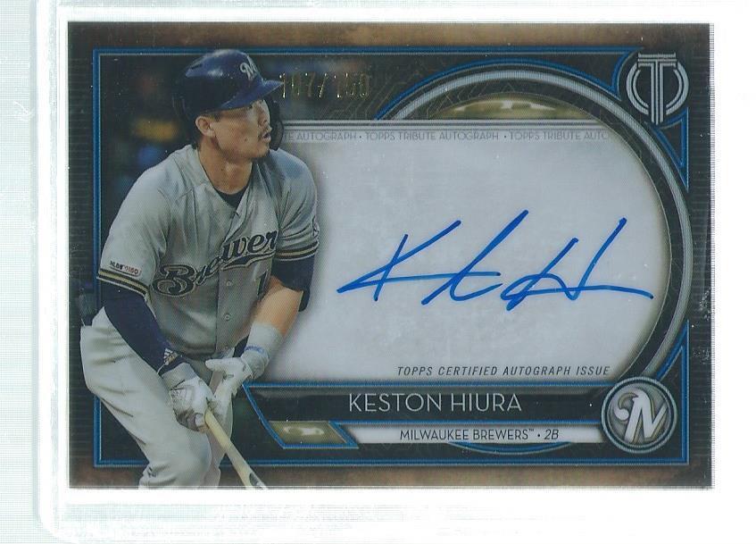 KESTON HIURA 2020 TOPPS TRIBUTE ON CARD AUTO BLUE #D 107/150
