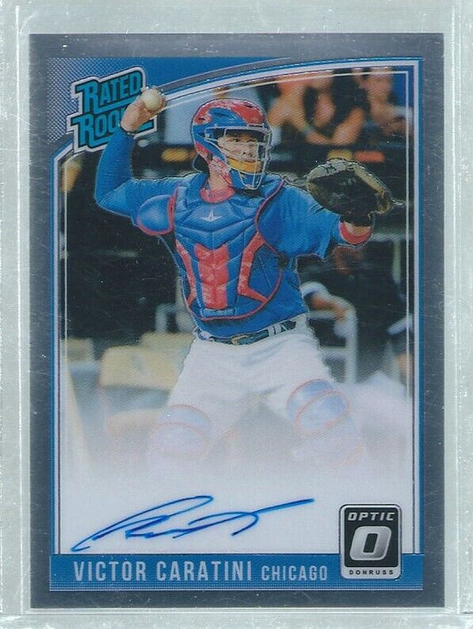 VICTOR CARATINI 2018 DONRUSS OPTIC RATED ROOKIE ON CARD AUTO RC