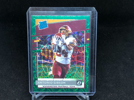 ANTONIO GIBSON 2020 PANINI OPTIC RATED ROOKIE GREEN LAZER PRIZM HOLO SP RC # 185