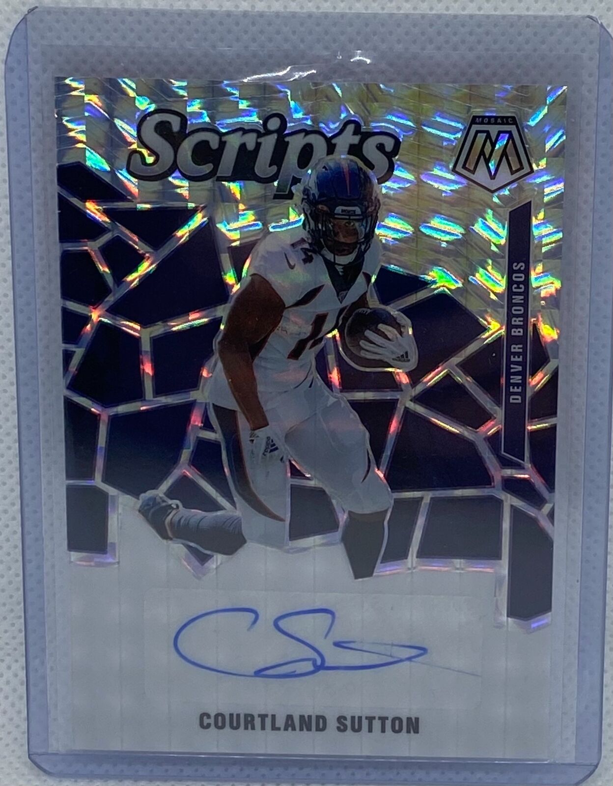 COURTLAND SUTTON 2020 PANINI MOSAIC SCRIPTS SILVER PRIZM AUTO #S37