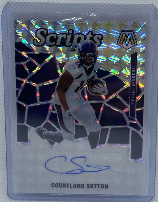 COURTLAND SUTTON 2020 PANINI MOSAIC SCRIPTS SILVER PRIZM AUTO #S37