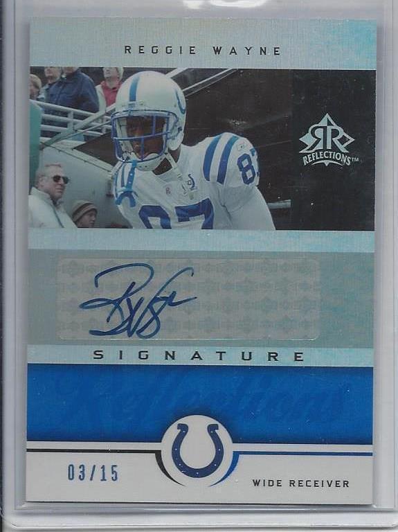 REGGIE WAYNE 2005 UD UPPER DECK REFLECTIONS BLUE COLTS AUTO #D 3/15