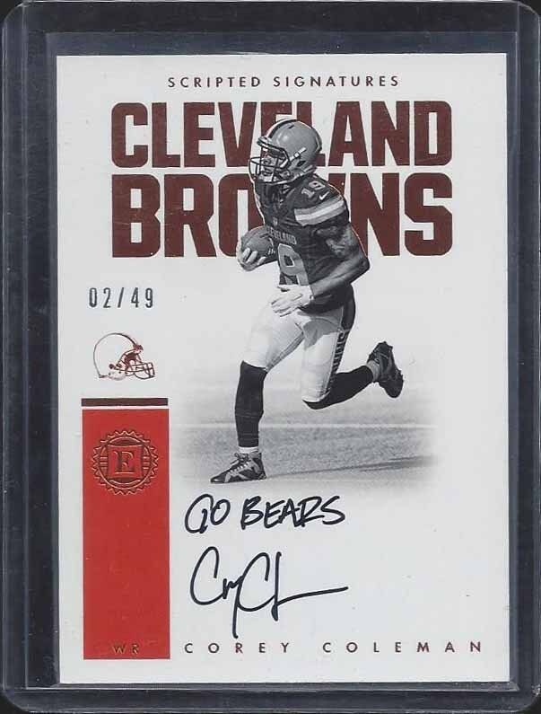 COREY COLEMAN 2016 PANINI ENCASED SCRIPTED "GO BROWNS" ON CARD AUTO RC #D 2/49