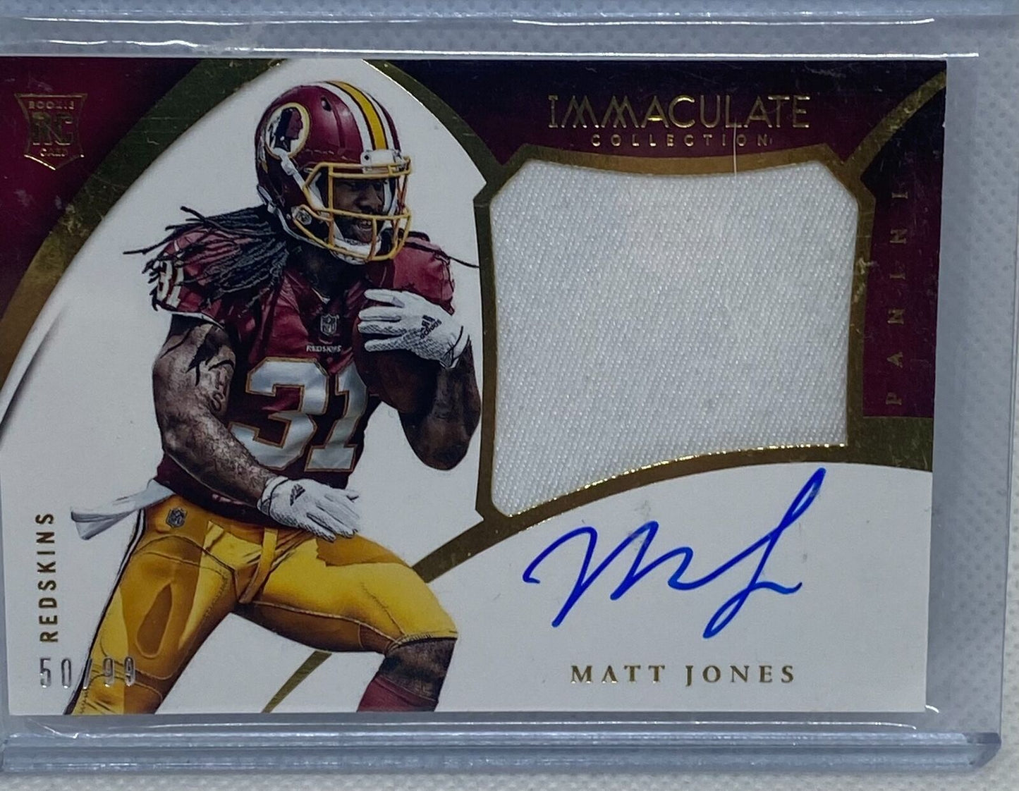 MATT JONES 2015 PANINI IMMACULATE COLLECTION RPA PATCH ON CARD AUTO RC #D 50/99
