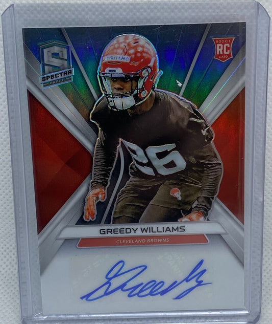 GREEDY WILLIAMS 2019 PANINI SPECTRA SILVER PRIZM AUTO RC #D 143/199