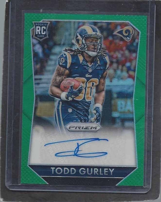 TODD GURLEY 2015 PANINI PRIZM GREEN PRIZMS RAMS ROOKIE AUTO RC #D 91/99