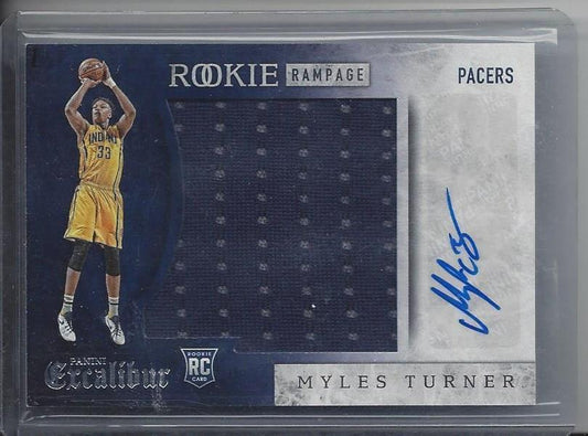 MYLES TURNER 2015-16 EXCALIBUR ROOKIE RAMPAGE JUMBO ROOKIE JERSEY AUTO RC