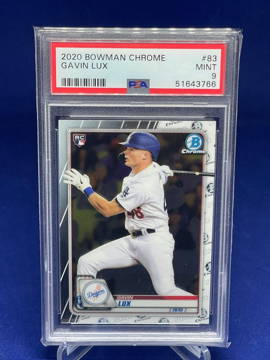 GAVIN LUX 2020 BOWMAN CHROME ROOKIE RC #83 PSA 9 MINT
