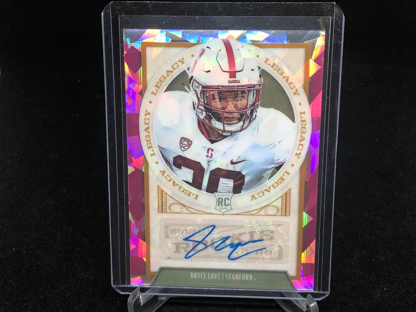 BRYCE LOVE 2019 PANINI LEGACY PINK CRACKED ICE PRIZM AUTO RC #D 3/10