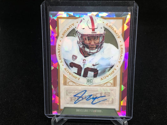 BRYCE LOVE 2019 PANINI LEGACY PINK CRACKED ICE PRIZM AUTO RC #D 3/10