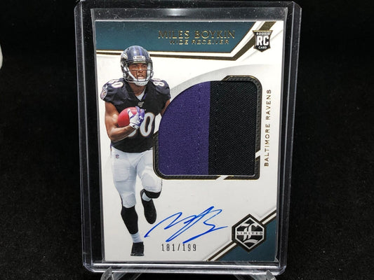 MILES BOYKIN 2019 PANINI LIMITED 2 CLR JUMBO PATCH ON CARD AUTO RC #D 181/199