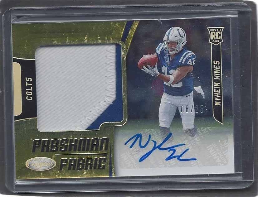 NYHEIM HINES 2018 CERTIFIED FRESHMAN FABRIC GOLD 2 COLOR PATCH AUTO RC #D 6/25