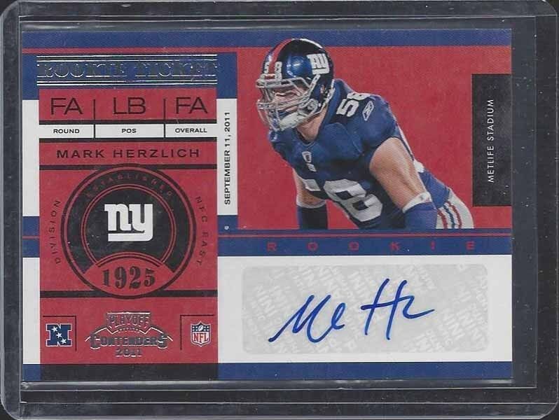 MARK HERZLICH 2011 PLAYOFF CONTENDERS GIANTS ROOKIE TICKET TRUE RC AUTO #132