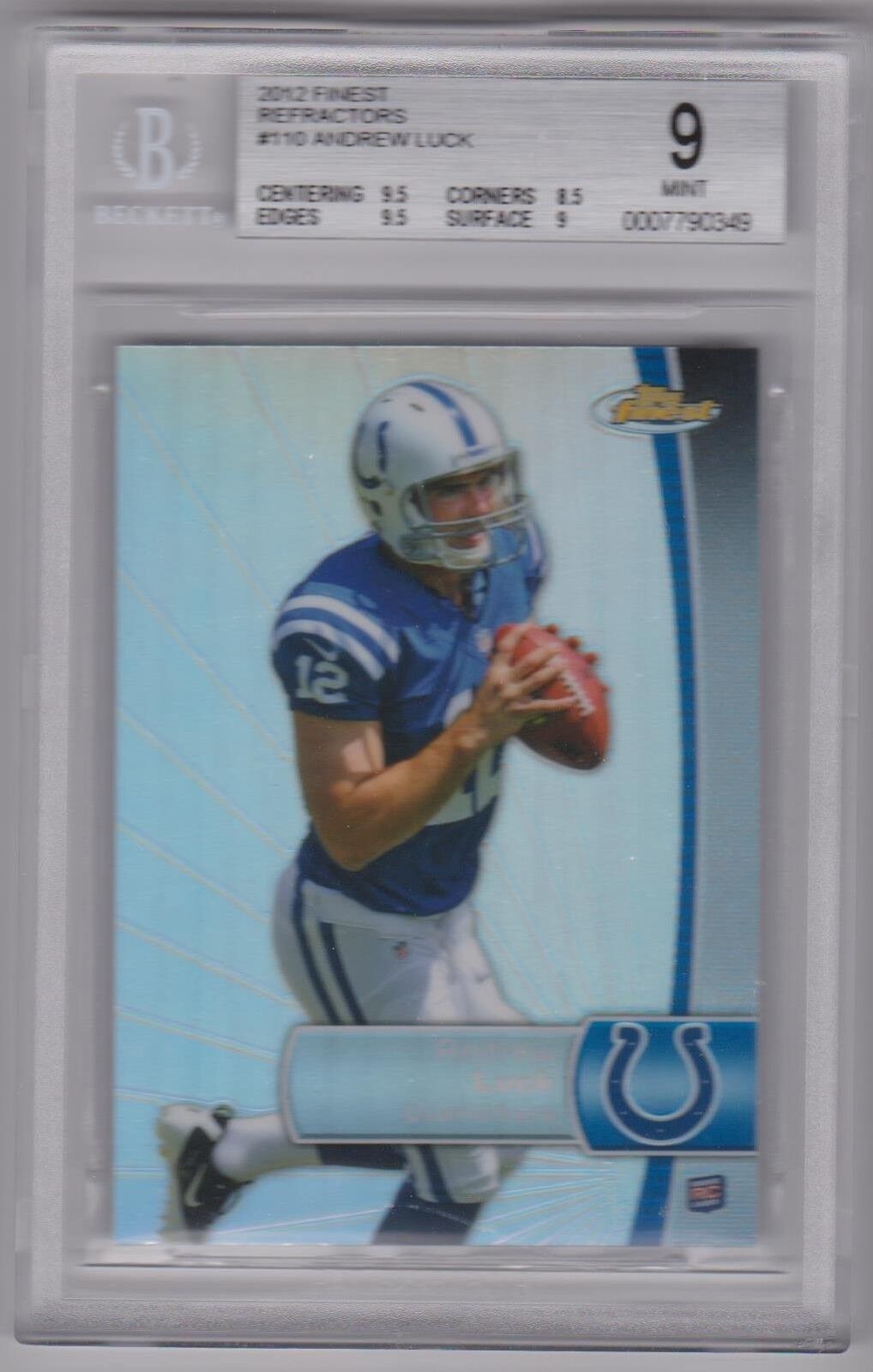 ANDREW LUCK 2012 FINEST REFRACTOR RC #110 GRADED BGS 9 MINT