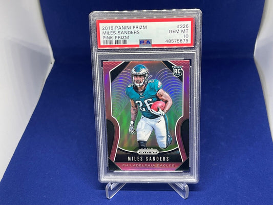 MILES SANDERS 2019 PANINI PRIZM PINK PRIZMS RC ROOKIE #326 PSA 10 GEM MINT