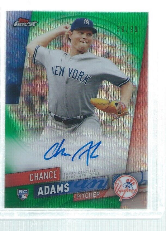 CHANCE ADAMS 2019 TOPPS FINEST ON CARD AUTO GREEN WAVE REFRACTOR RC #D 39/90