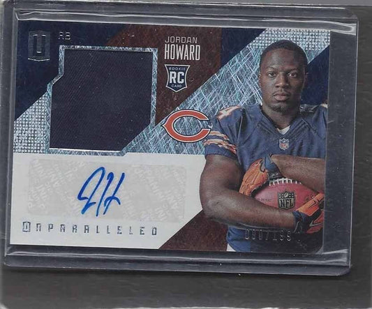 JORDAN HOWARD 2016 PANINI UNPARALLELED CHICAGO BEARS JERSEY AUTO RC #D 90/199