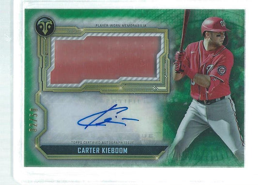 CARTER KIEBOOM 2020 TOPPS TRIPLE THREADS JERSEY AUTO GREEN #D 2/50