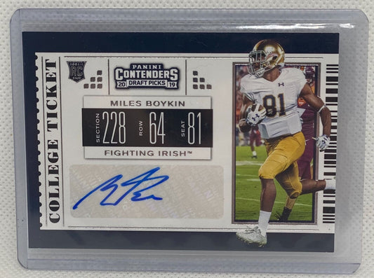 MILES BOYKIN 2019 PANINI CONTENDERS DRAFT PICKS COLLEGE TICKET AUTO RC #289