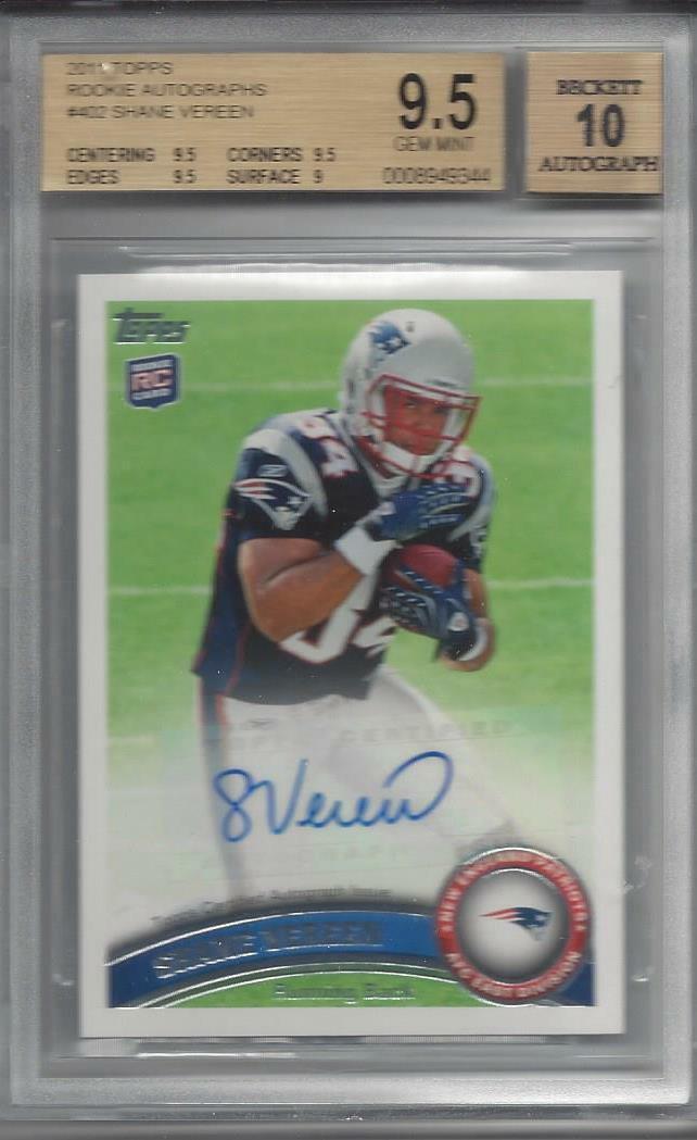 SHANE VEREEN 2011 TOPPS SP RARE VARIATION ROOKIE AUTO RC #402 BGS 9.5 10 POP 1/1