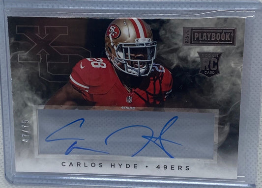 CARLOS HYDE 2014 PANINI PLAYBOOK XO ON CARD AUTO RC #D 47/75