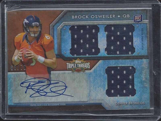 BROCK OSWEILER 2012 TOPPS TRIPLE THREADS ROOKIE TRIPLE JERSEY AUTO RC #D 63/70