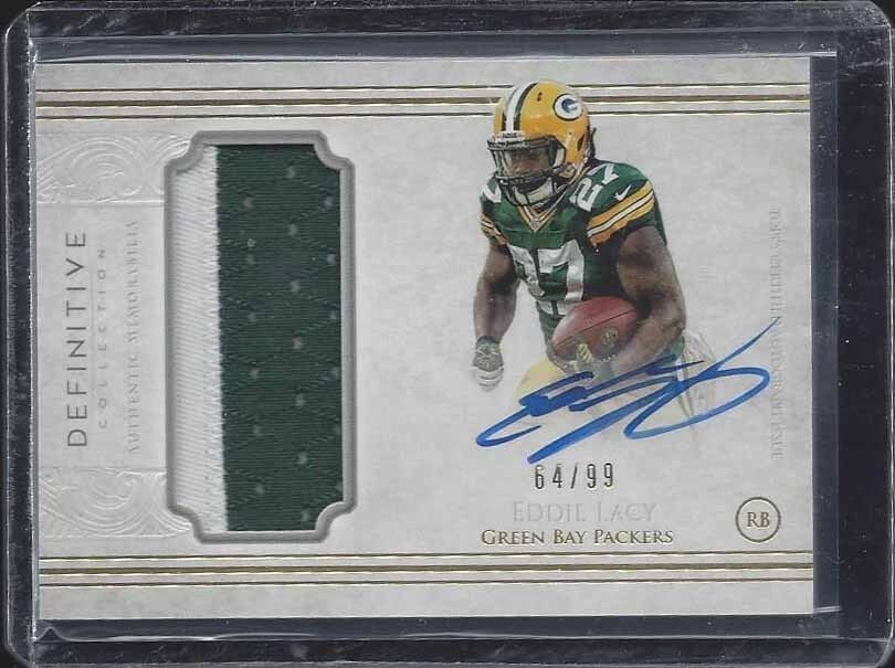 EDDIE LACY 2015 TOPPS DEFINITIVE JUMBO PACKERS PATCH ON CARD AUTO #D /99