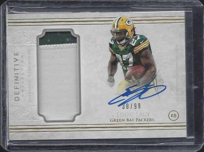 EDDIE LACY 2015 TOPPS DEFINITIVE JUMBO PACKERS PATCH ON CARD AUTO #D /99