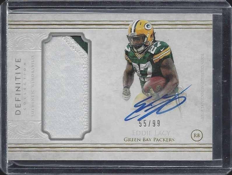 EDDIE LACY 2015 TOPPS DEFINITIVE JUMBO PACKERS PATCH ON CARD AUTO #D /99