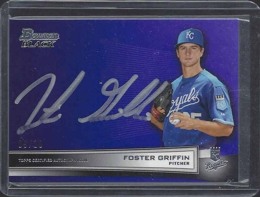 FOSTER GRIFFIN 2014 BOWMAN BLACK PURPLE ROYALS PROSPECT ON CARD AUTO #D 9/10